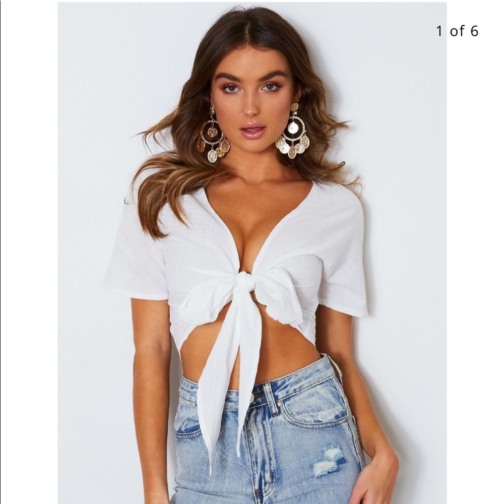 White linen crop top